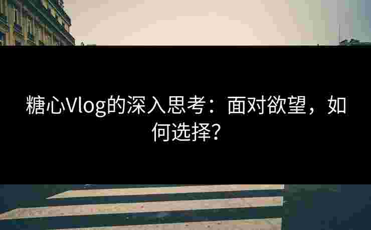 糖心Vlog的深入思考：面对欲望，如何选择？
