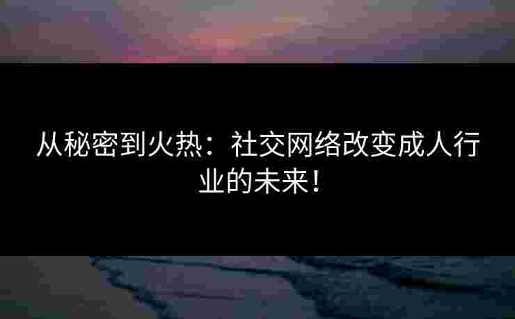 从秘密到火热：社交网络改变成人行业的未来！